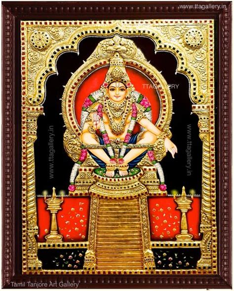 Ayyapan Antique Finish Semi Embossed Tanjore Painting