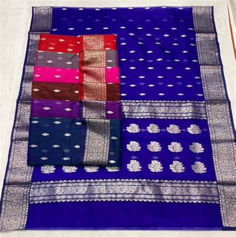 Wedding Katan Silk Chanderi Adda Saree M With Blouse Piece At Rs