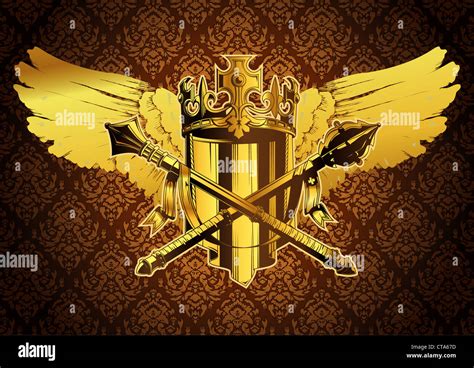 Vector Vintage Crest With Wings Stock Photo Alamy