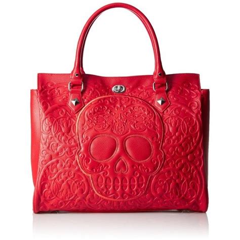 Loungefly Red On Lattice Skull Tote Shoulder Bag Skull Tote Bag