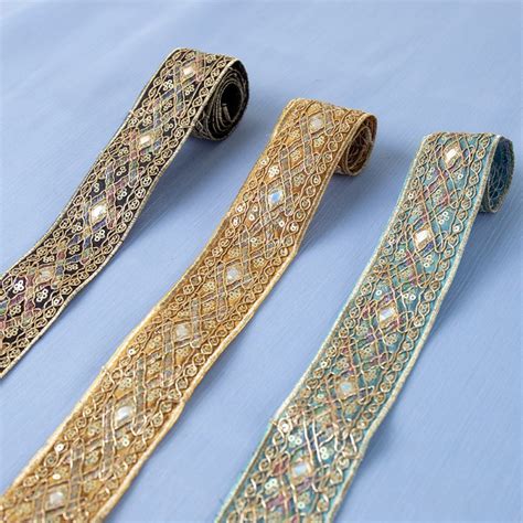 Supply Black Gold Sequin Embroidery Lace Trim By Yard Wholesale Factory