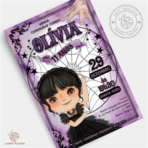 Digital Convite Wandinha Addams Produtos Personalizados No Elo