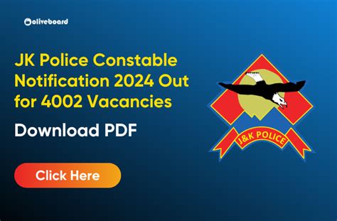 JK Police Constable Recruitment 2024 For 4002 Vacancies