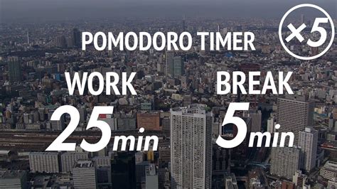 Pomodoro Timer Tokyo Day Night Sky View With Piano Music For