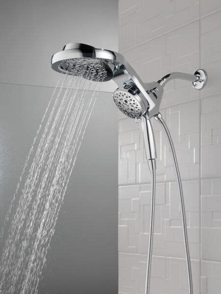 HydroRain H2Okinetic 5 Setting Two In One Shower Head In Champagne