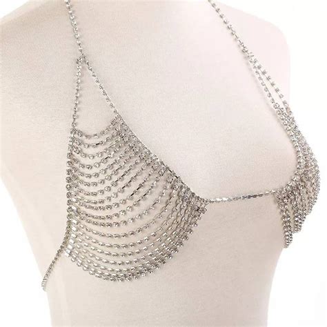 Erotic Pc Rhinestone Bra And Skirt Set Valentines Lingerie Bodychain Bodyharness Crystal