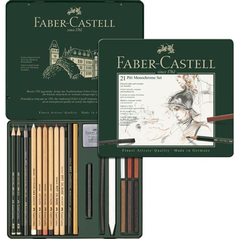 FABER CASTELL PITT MONOCHROME Set Medium 21 Teiliges Etui