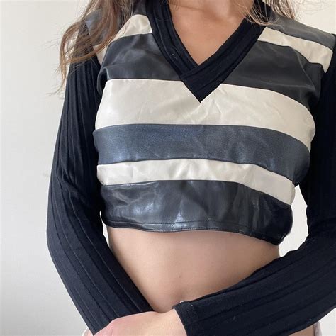 90s Morgan De Toi Long Sleeve Ribbed Crop Top With Depop