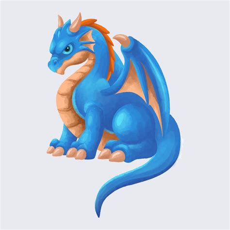 Watercolor Blue Dragon isolated on a white background 13444866 Vector ...