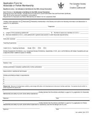 Fillable Online Cscl Application Form For Associate Fellow