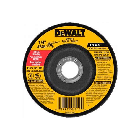 DISCO PULIR METAL 4 1 2 X 1 4 DEWALT R 44830 54830 Deposito San