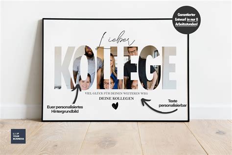 Abschiedsgeschenk Kollege Personalisiertes Foto Poster Auch Etsy De