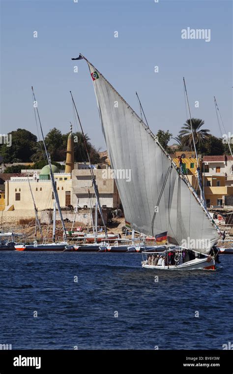 Felucca in front of Elephantine Island, Aswan, Egypt, Africa Stock Photo - Alamy