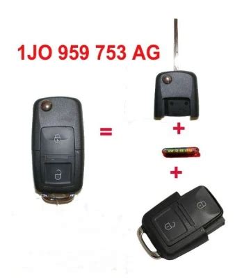 2 Button Remote Key With Blank Blade ID48 Chip 1j0 959 753 AG For