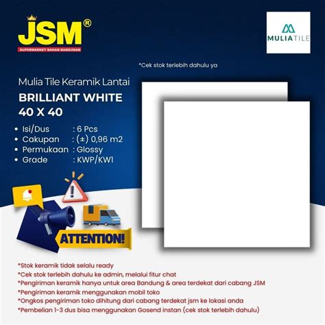 Jual Mulia Tile Keramik Lantai Brilliant White Putih Glossy X