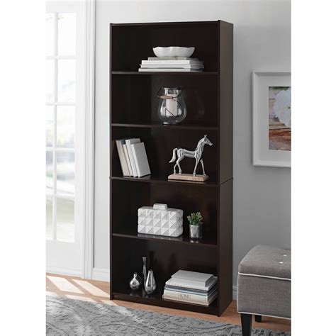 Mainstays 71 5 Shelf Standard Bookcase Multiple Finishes Brickseek