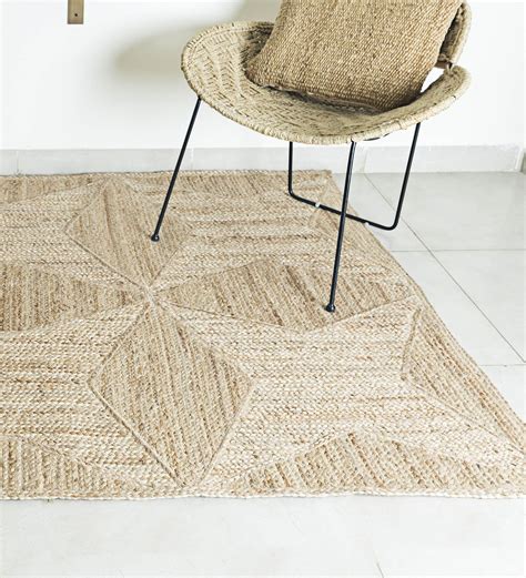 Buy Beige Textured Solids Hand Woven Jute Carpet Ft X Ft By Jaipur