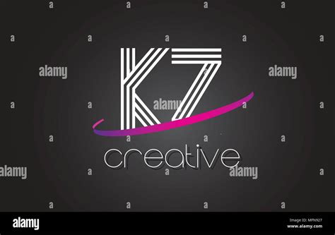 Kz K Z Letter Logo With Lines Design And Purple Swoosh Vector Letters Illustration Stock Vector