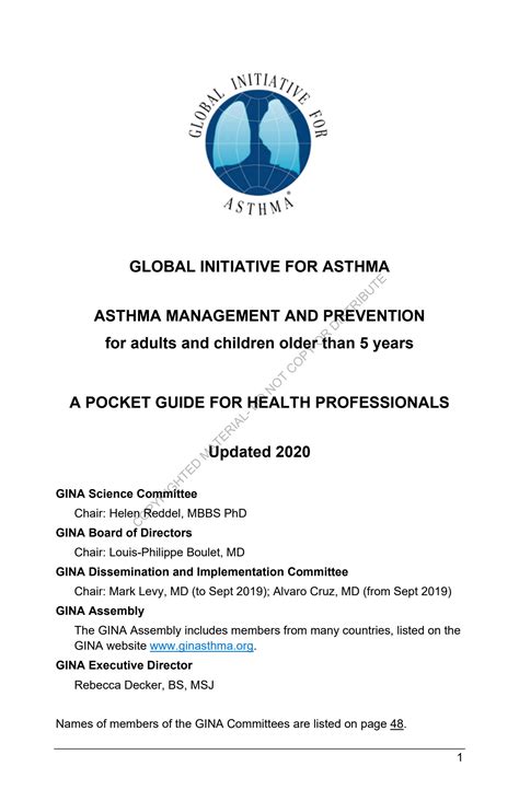 Solution Asthma Management And Prevention Gina Pocket Guidelines