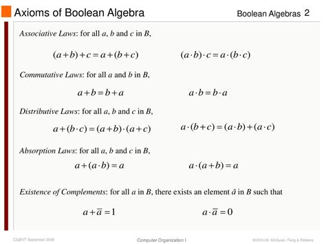 Boolean Algebra A Boolean Algebra Is A Set B Of Values Together With Ppt Download