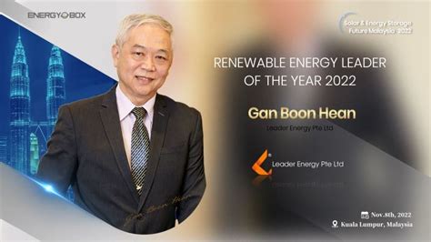 Group Ceo Mr Gan Boon Hean Awarded Renewable Energy Leader Of The Year