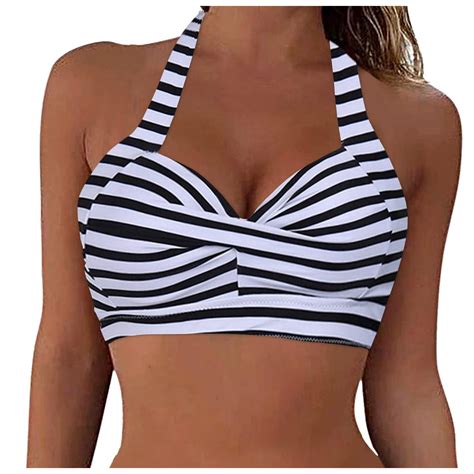 Women Swimsuit Solid Color Tops Underwire Swimwear Sexy Halter Neck Lace Up Bathing Suit Tops