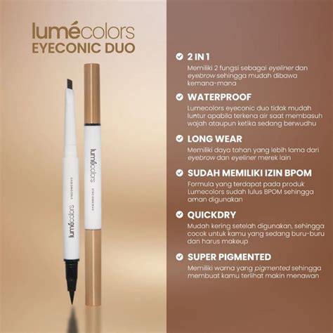 Jual Eyeconic Duo Eyebrow Eyeliner Lumecolors Free Brush Pensil Alis