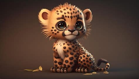 Premium Photo A Cute Adorable Baby Leopard Rendered In The Style Of