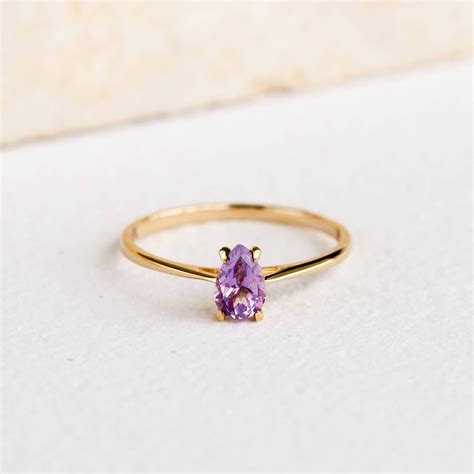 Pear Shaped Ring Amethyst Martine Linjer Jewelry