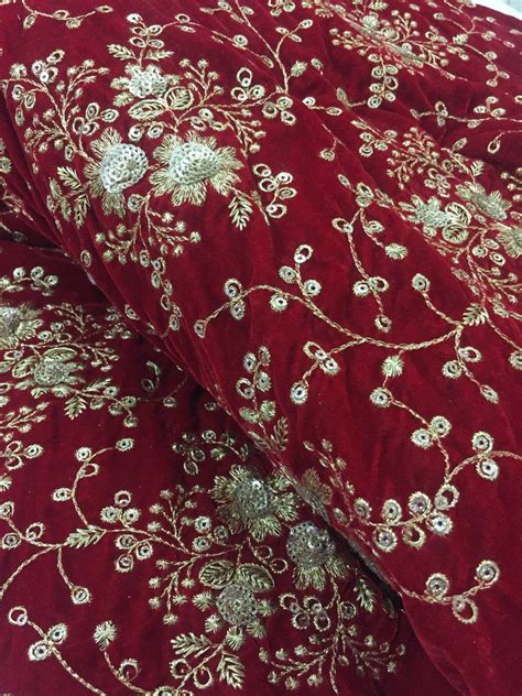 Bright Red Floral Embroidered Velvet Fabric Ubicaciondepersonas Cdmx