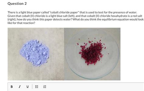 Solved There is a light blue paper called "cobalt chloride | Chegg.com