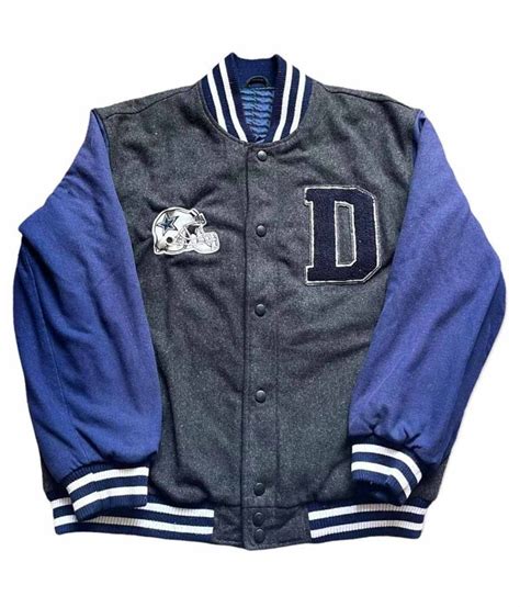 Letterman Varsity Dallas Cowboys Gray And Blue Wool Jacket Jacket Makers