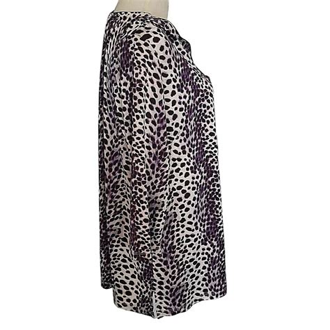 Jaclyn Smith Womens Tunic Top Xxl Leopard Print Purple Black White