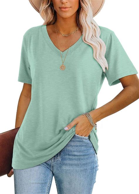 Wiholl Womens Tops Casual Short Sleeve V Neck T Shirts