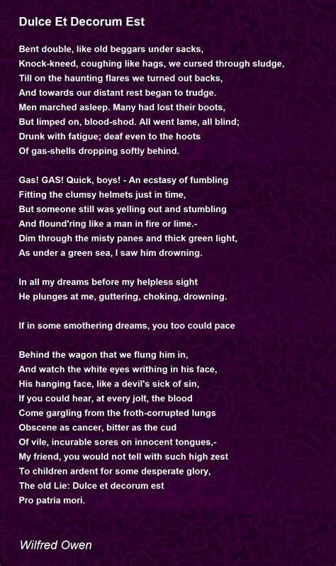 Dulce Et Decorum Est Poem By Wilfred Owen Poem Hunter