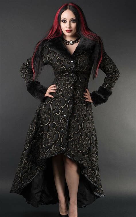 Women S Charcoal Grey Brocade Gothic Victorian Fall Winter Long