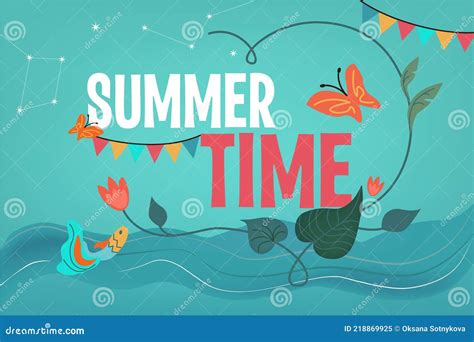 Summertime Text On A Blue Background Facebook Cover Vector