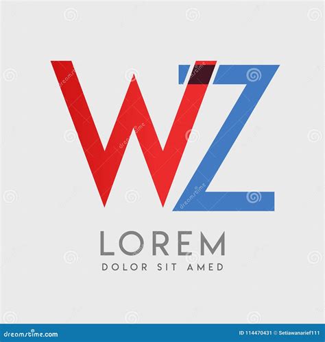 WZ Logo Letters With Blue And Red Gradation Stock Vector Illustration