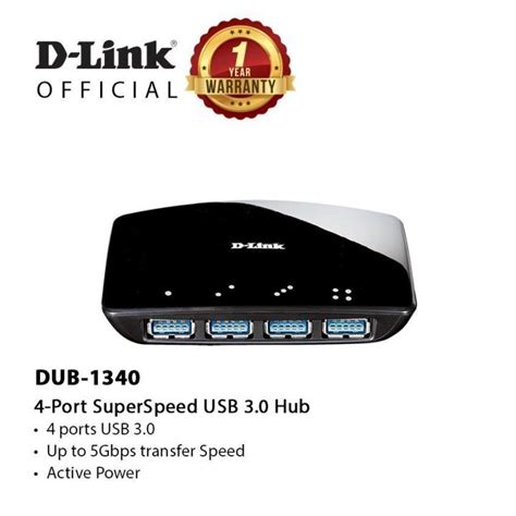 D Link DUB 1340 4 Port SuperSpeed USB 3 0 Hub Lazada