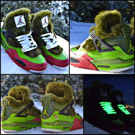 Custom Air Jordan Iv Grinch The Grinchs Green Fur Was Mimicked