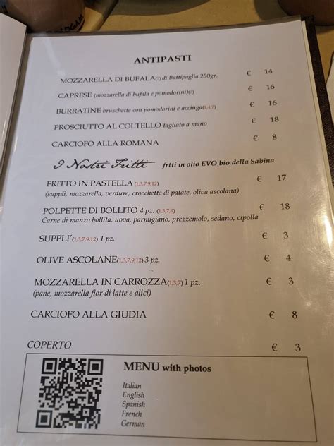 Menu Da Osteria Da Fortunata Milano Ristorante Milano