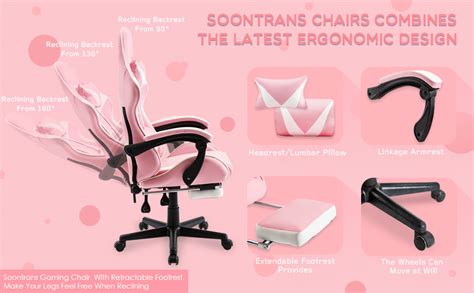 Soontrans Silla de juego rosa con reposapiés bonita silla de jugador