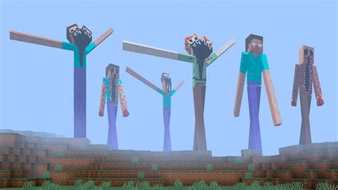 Minecraft Giant Alex Giant Steve Giant Villager Youtube