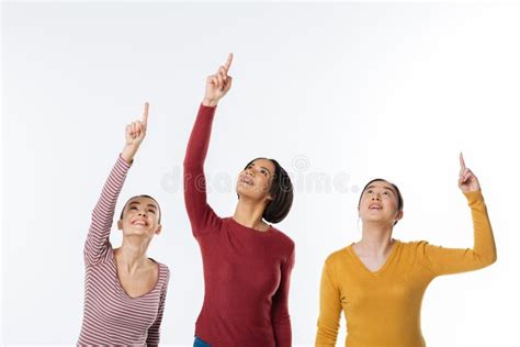 Joyful Nice Women Holding Their Arms Up Stock Photo Image Of