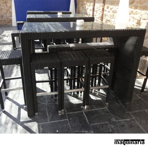 Conjunto De Mesa Alta Taburetes De Rattan