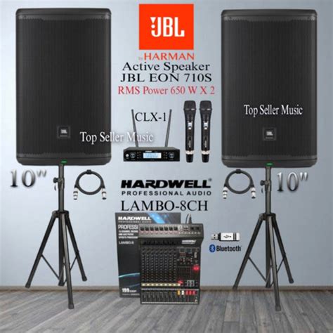 Jual Paket Sound Sistem Speaker JBL EON710S Mixer Lambo 8 Mic 2