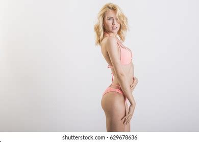 Sexy Blonde Woman Wearing Pink Swimwear Stock Photo 629678636 Shutterstock
