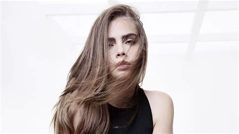 X British Brunette Long Hair Blue Eyes Cara Delevingne