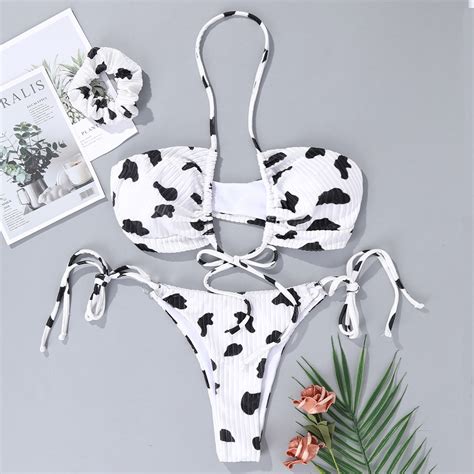 Cow Print Bikini The Cow Print Bikini Vigorashely Sexy Halter Brazilian Bikini Set Cow