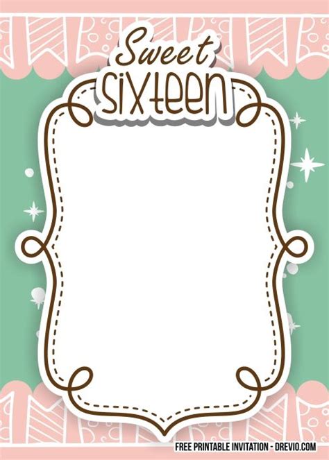 Printable Blank Sweet 16 Invitations Template - Printable Templates